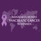 Vector illustration, Purple Ribbon and World Map, as banner or poster, World Pancreatic Cancer Day is celebrated on the third Thur