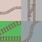 Vector illustration of railway parts grey rails maintenance concrete technology build equipment metro engineering