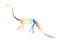 Vector illustration with rainbow dinosaur skeleton isolated on a white background.