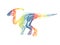 Vector illustration with rainbow dinosaur skeleton isolated on a white background.