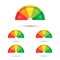 Vector illustration of rating customer satisfaction meter, different colors from red to green with colored smiles