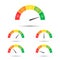 Vector illustration of rating customer satisfaction meter, different colors from red to green with colored smiles