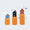 Vector illustration of Real estate concept Price variation on real estate market. Mortgage loan on white backround.