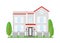 Vector illustration of real estate, house for sale. Home of family dream. Facade apartment house, cottage, building