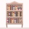 Vector illustration of realistic bookshelf with books.