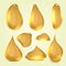 Vector Illustration of Realistic gold machine oil Drops