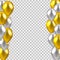 Vector illustration. Of realistic gold and silver balloons on a