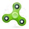 Vector illustration of realistic green fidget spinner with highlights. Creative concept of toy for improvement of attention span