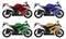 Vector illustration of realistic motorcycle pattern in different colors