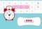 Vector illustration of red alarm clock and a blood period calendar. Menstruation period pain protection, blood drops.