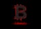 Vector Illustration of Red Glowing Bitcoin Logo on Black Background.