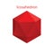 Vector illustration of a red icosahedron on a white background with a gradient for game, icon, packaging design or logo