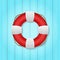 Vector illustration of red lifebuoy on wood background