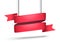 Vector Illustration Red Realistic Hanging Title Ribbon.