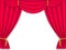 Vector illustration Red realistic silk curtains drapery isolated.