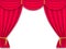 Vector illustration Red realistic silk curtains drapery isolated.