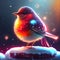 Vector illustration of a red robin on a snow-covered glade Generative AI