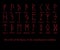 Vector illustration of red rune metal runes symbols on a black background.