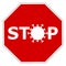 Vector illustration of red STOP traffic sign with an image of coronavirus 2019-nCov to prevent infections