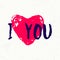 Vector illustration of retro inspiration text phrase I love you with heart