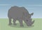 Vector illustration of a rhinoceros in nature