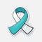 Vector illustration. Ribbon at teal and white color, international symbol of Cervical cancer awareness.