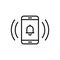 Vector illustration of ringing smartphone alert icon