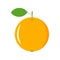 Vector illustration ripe orange with stem and green leaf. Healthy diet vitamins nutrition concept