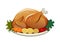 Vector illustration of a roasted turkey on a platter with potato