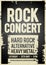 Vector illustration rock concert retro poster design template on old paper texture