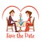 Vector illustration of romantic date in