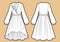Vector illustration of romantic dress. Front and back. Women`s clothes
