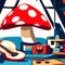 Vector illustration of a room with a mushroom, a guitar and a cup of coffee generative AI