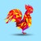 Vector illustration of rooster, symbol of 2017. Silhouette of red cock. n. Image of 2017 year o