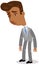 Vector illustration of a sad looking asian cartoon businessman letting his head hang