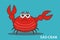 Vector illustration of sad red crab