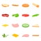 Vector illustration of sandwich and food icon. Set of sandwich and burger stock vector illustration.