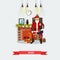 Vector illustration of Santa Claus and little girl making wish