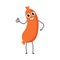 Vector illustration of sausage cartoon character standing and showing okay or like gesture.