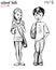 Vector illustration of school teens, boy and girl.