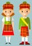 Vector illustration of scot children, boy, girl, people