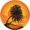 Vector illustration a sea landscape with a palm tr