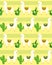Vector illustration of seamless pattern with alpaca and llamas, funny lama and cactus colorful pattern for textile in