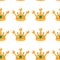 Vector illustration. Seamless pattern of crowns. Gold Crowns with gems