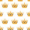 Vector illustration. Seamless pattern of crowns. Gold Crowns with gems. Art Design Cartoon