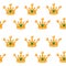 Vector illustration. Seamless pattern of crowns. Gold Crowns with gems. Art Design Cartoon