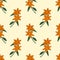 Vector illustration seamless pattern with flowers in ukiyo style