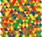 Vector illustration of a seamless pattern of simple triangles of red, green, blue, yellow and orange