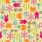 Vector illustration of seamless pattern with summer symbols