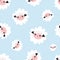 Vector illustration seamless sheep animal. blue pattern for girls with cute sheep. Textile design, wallpapers, backgrounds and